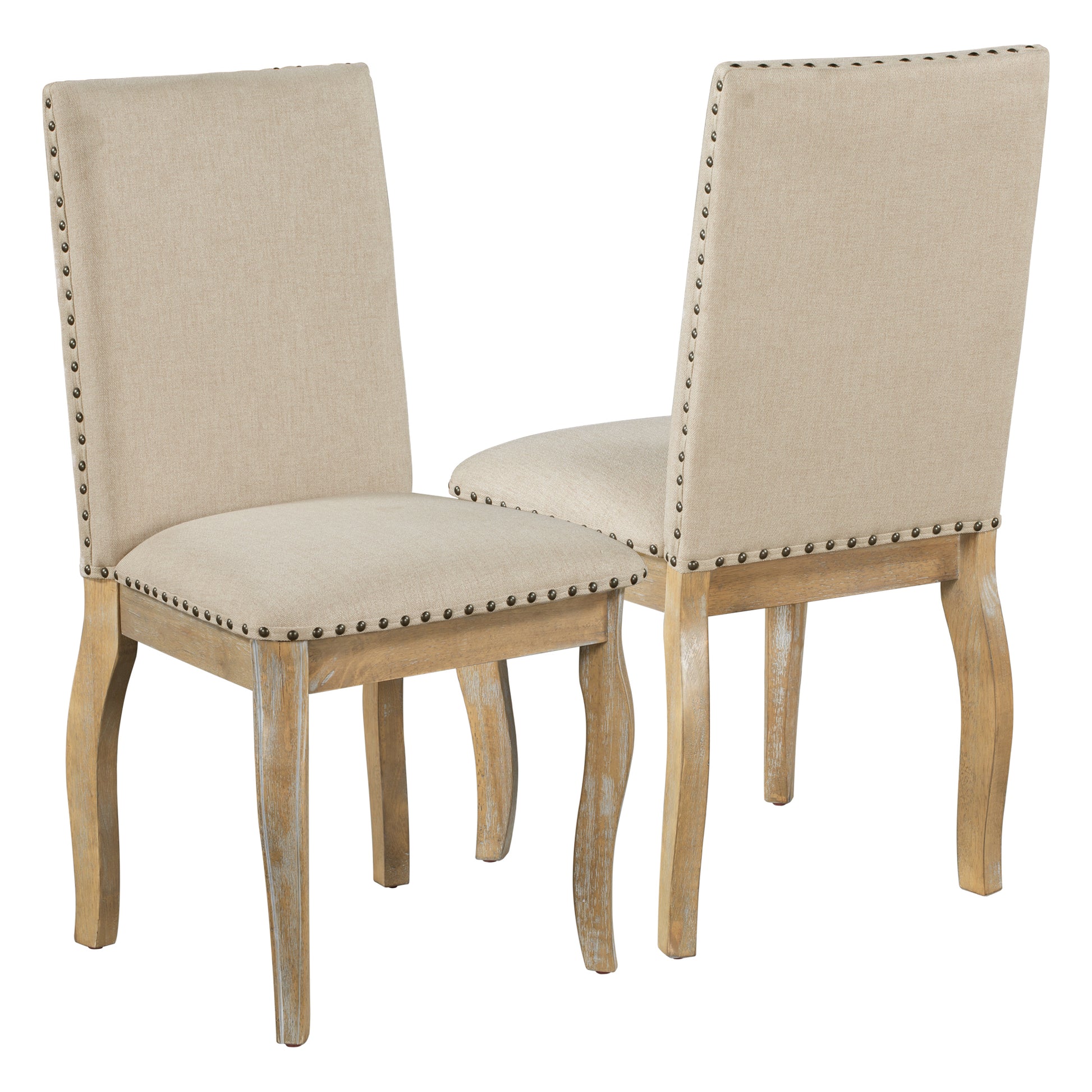 TREXM 5-Piece Farmhouse Dining Table Set Wood Round Extendable Dining Table and 4 Upholstered Dining Chairs (Natural Wood Wash) - LaTezza Online Shop