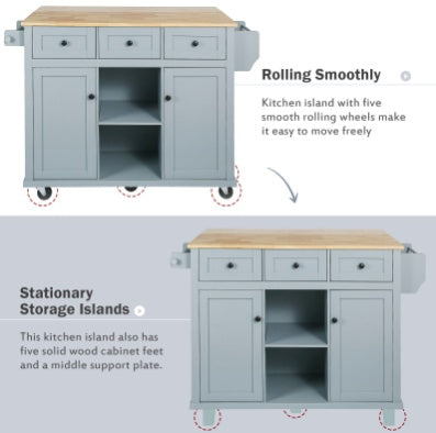 Kitchen Cart With Rubberwood Drop-Leaf Countertop, Cabinet, Storage Racks - LaTezza Online Shop