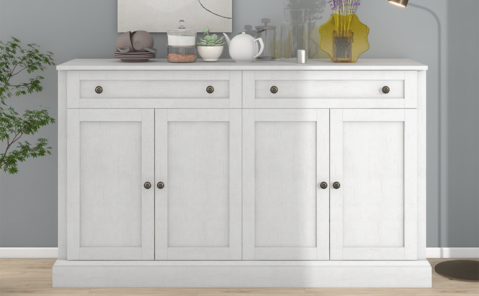 TREXM Kitchen Sideboard Buffet With 2 Drawers & 4 Doors Adjustable Shelves - LaTezza Online Shop
