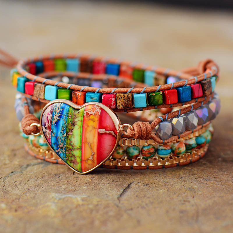 Natural imperial stone hand-woven bracelet - LaTezza Online Shop