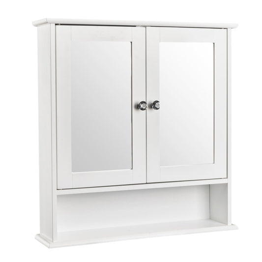 White Painted Surface Density Board, Double Mirror Door, Bathroom Cabinet