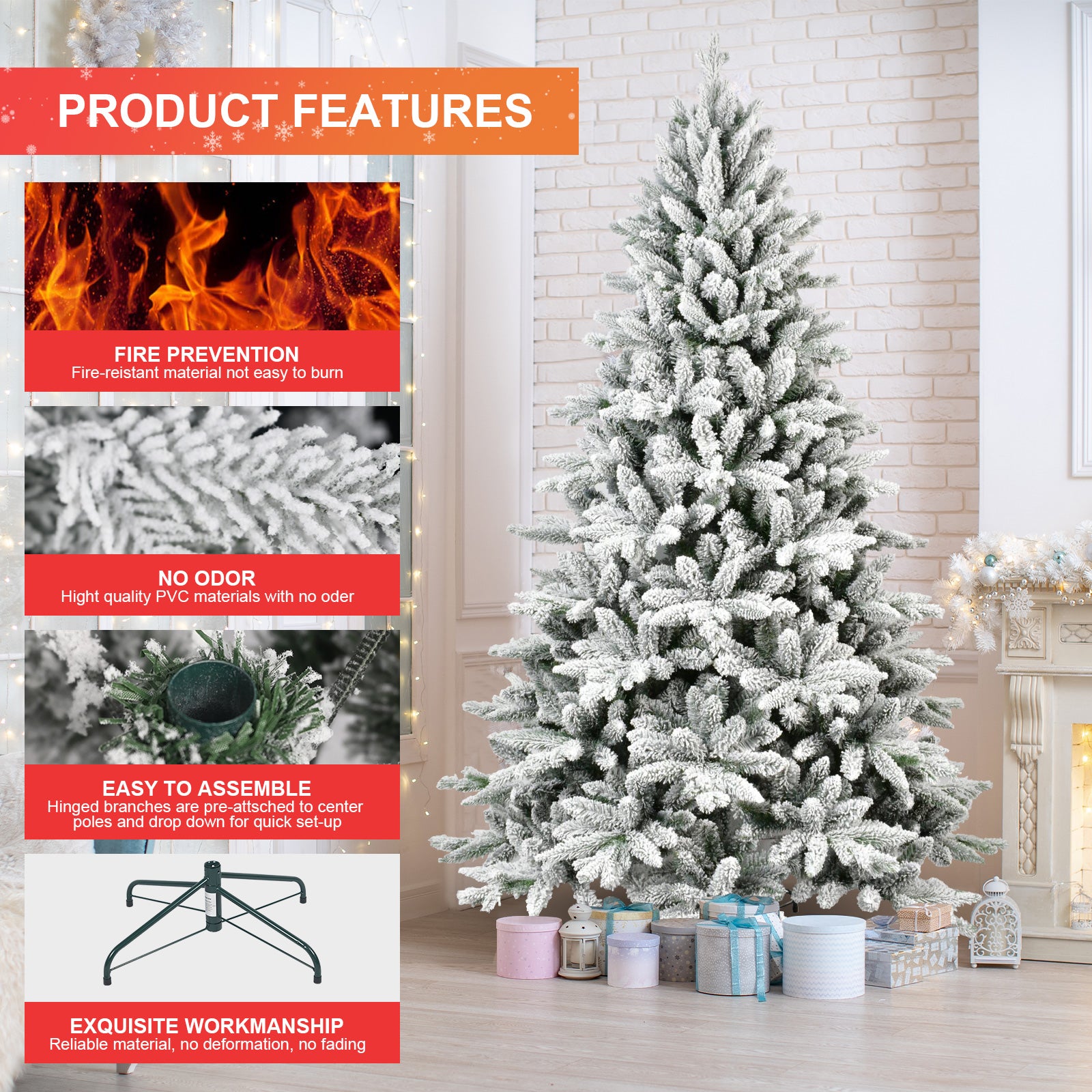 6FT PE&PVC Flocked Christmas tree - LaTezza Online Shop