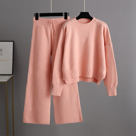 High- Low Turtleneck Long Sleeve Top and Pants Sweater Set - LaTezza Online Shop