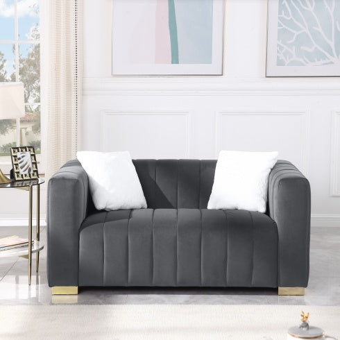 A Modern Channel Sofa Take On A Traditional Chesterfield,Grey Color,loveseater - LaTezza Online Shop
