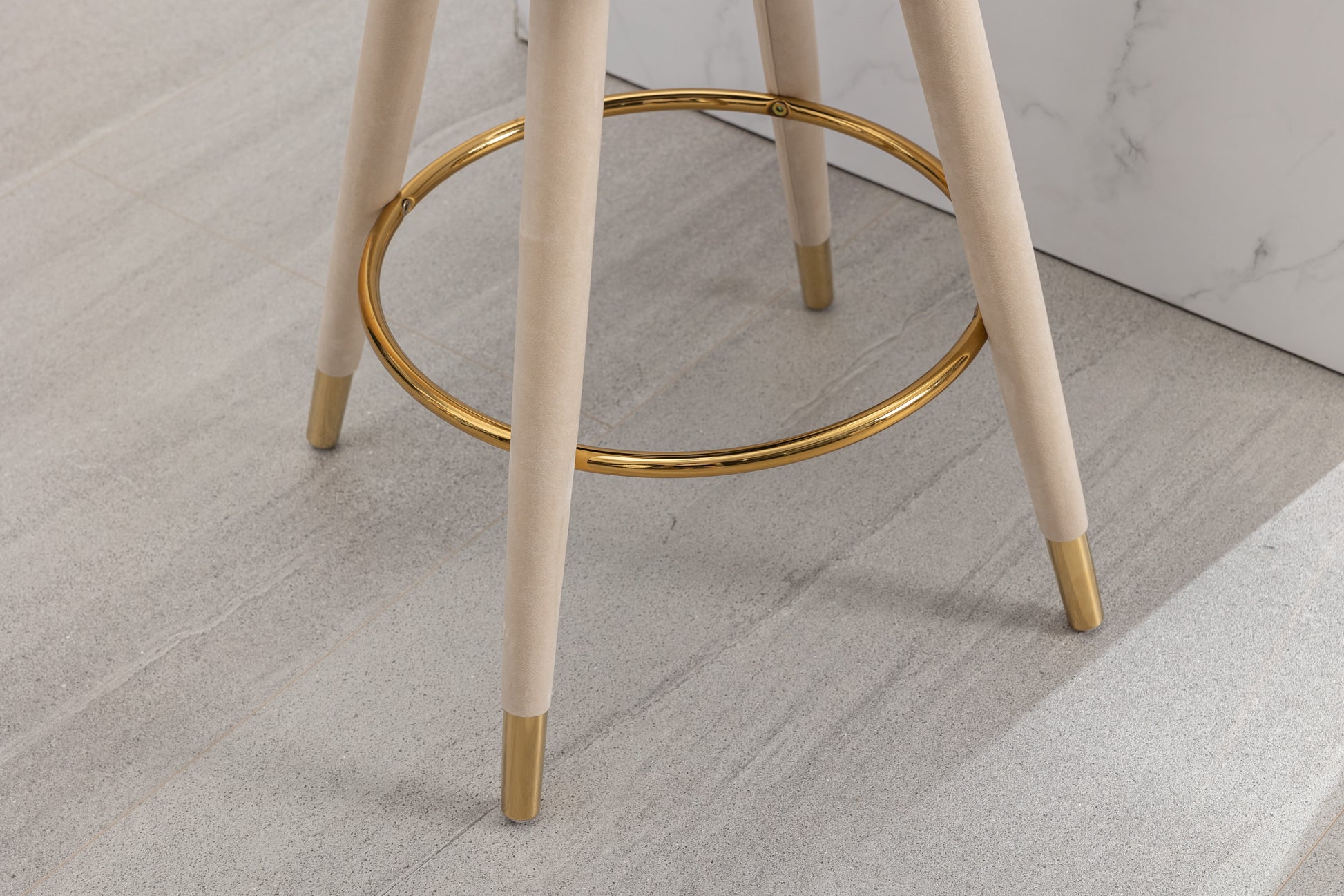 COOLMORE Counter Height Bar Stools Set of 2 for Kitchen Counter Solid Wood Legs with a fixed height of 360 degrees Beige - LaTezza Online Shop