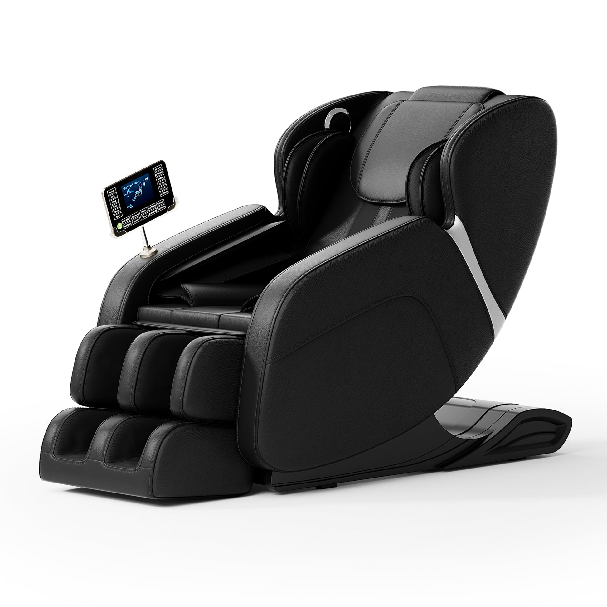 Full body deep tissue massage chair, foot massage, 8 fixed massage rollers, touch screen suitable for 5.1-5.75 feet high (black) - LaTezza Online Shop