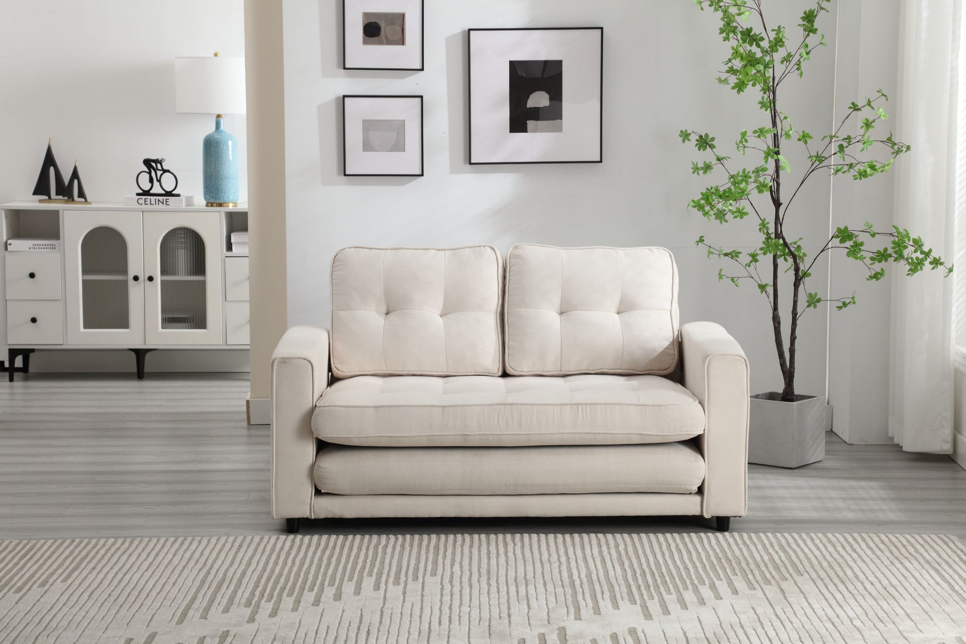 3 Fold Sofa Convertible Futon Couch sleeper sofabed Space saving loveseat Dark Gray & Light Gray & Beige - LaTezza Online Shop