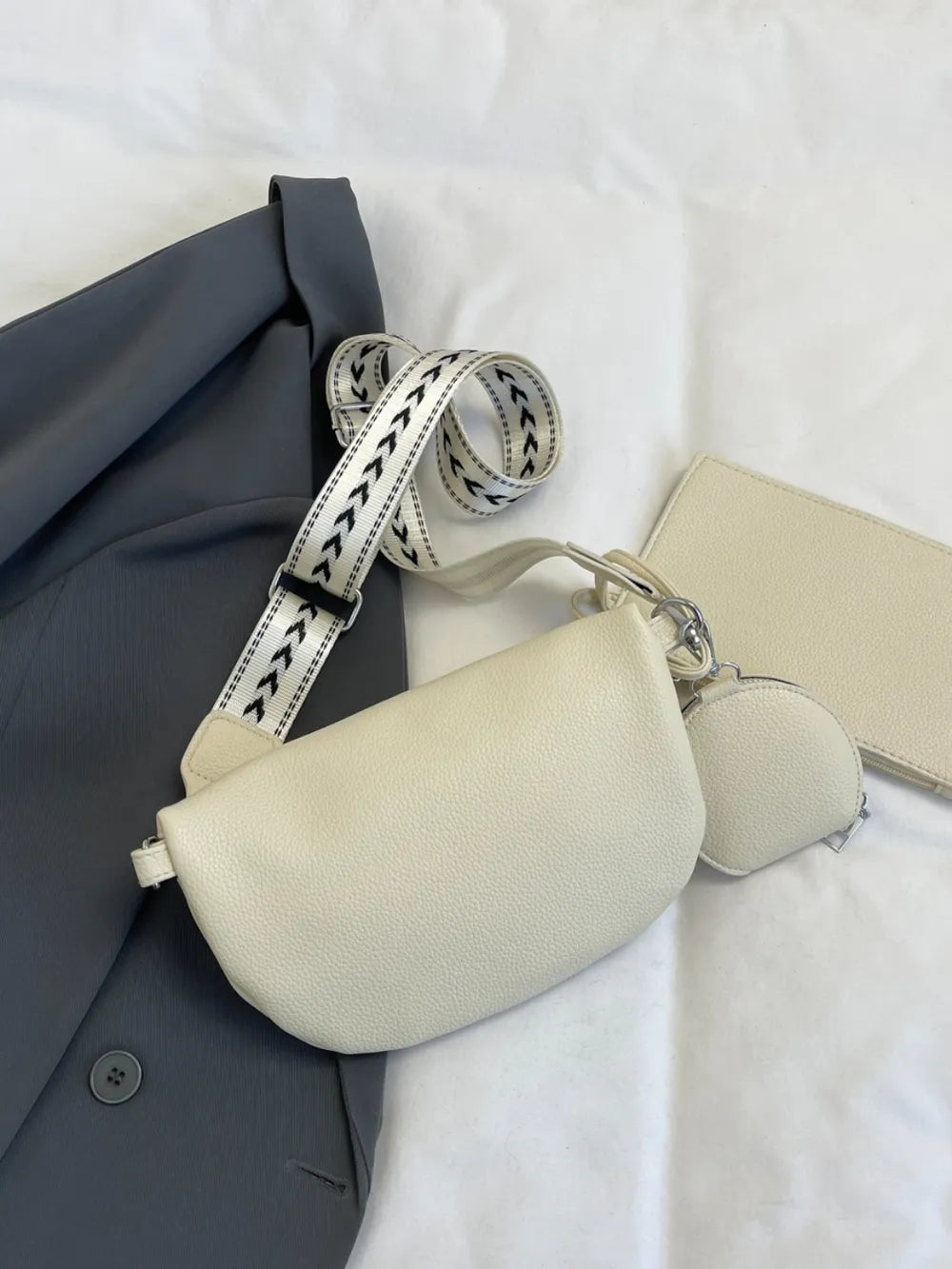 PU Leather Adjustable Strap Crossbody Bag with Coin Purse - LaTezza Online Shop