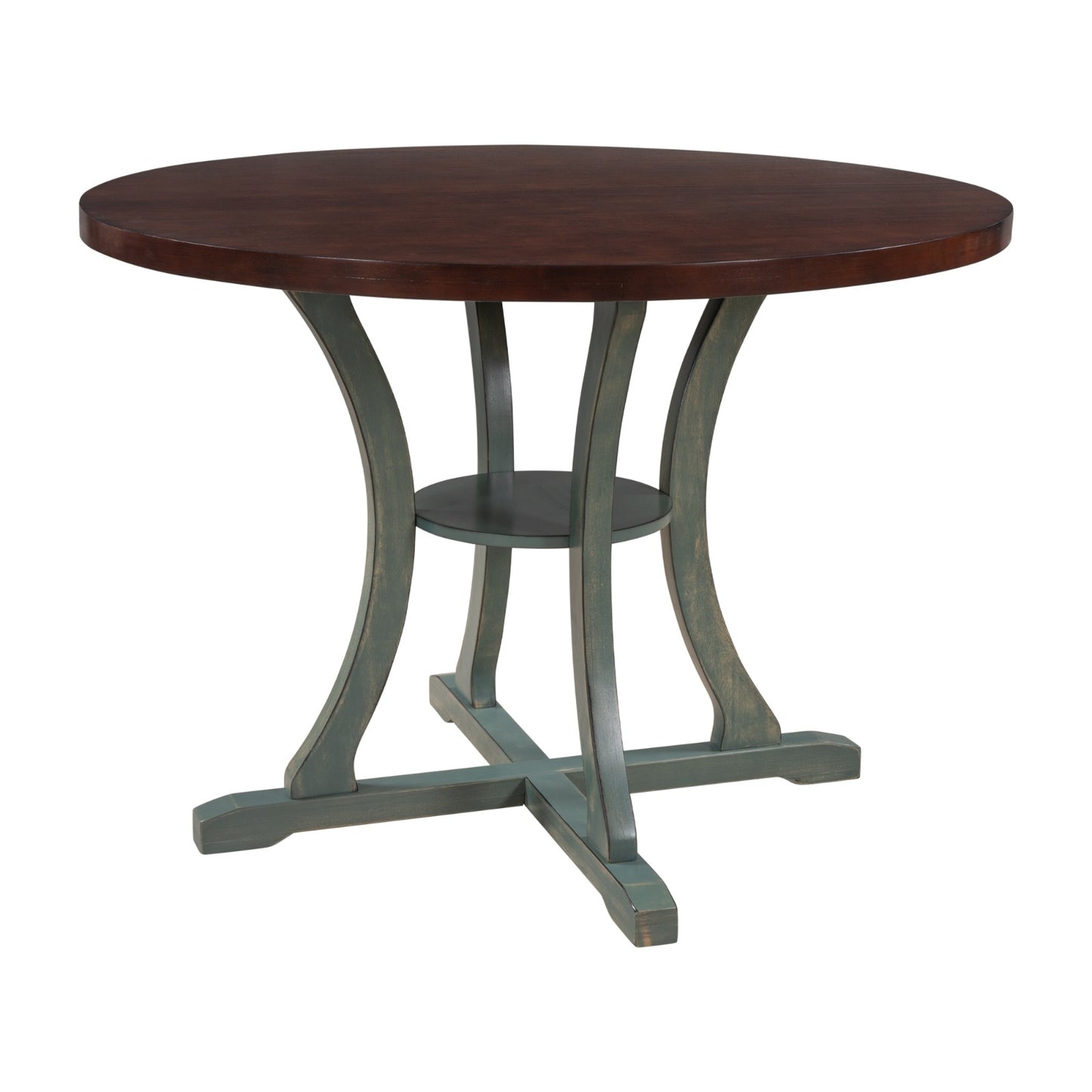TREXM 5-Piece Round Dining Set With Fabric Chairs & Special-shaped Legs - LaTezza Online Shop