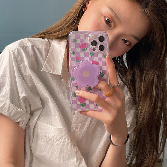 Purple Flower Phone Case All-inclusive Bracket Anti-fall - LaTezza Online Shop