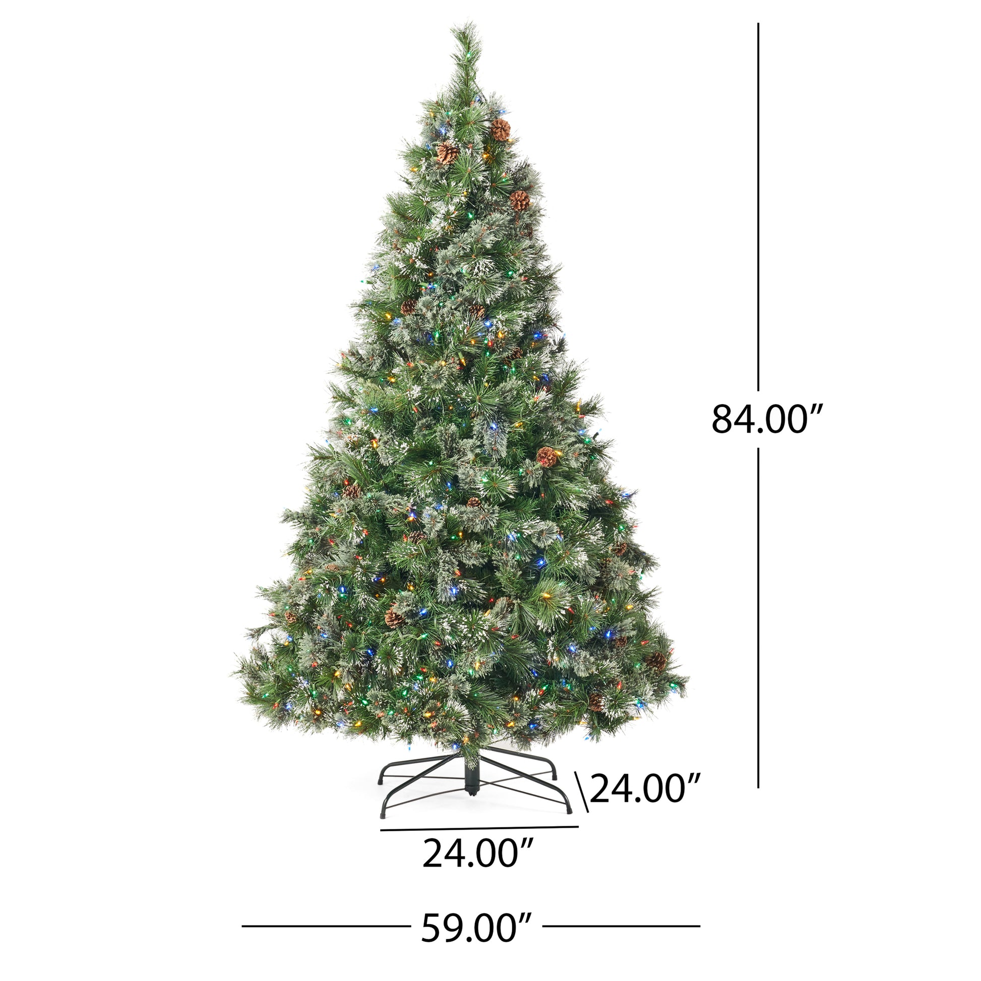 7' Cashmere and Snow Bristle Mixed Tree with 75Pine Cones and 900 LED Lights-UL,1233tips,Dia.:59 - LaTezza Online Shop