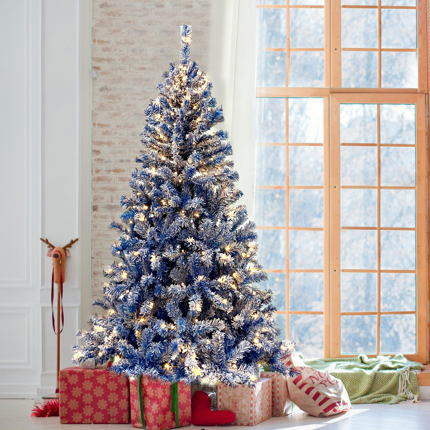 6FT pre ignited hinge chain artificial fir Christmas tree with snowflake - LaTezza Online Shop