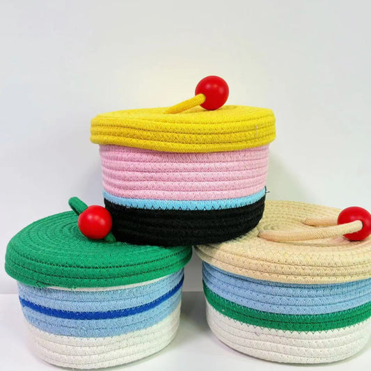 Home Cotton Weaving Storage Basket Ins Wind Vegetable Toy Storage Basket Living Room Miscellaneous Display Underwear Storage Basket - LaTezza Online Shop