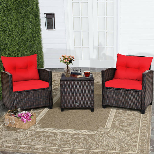 3 Pieces Rattan Patio Furniture Set With Washable Cushion - LaTezza Online Shop