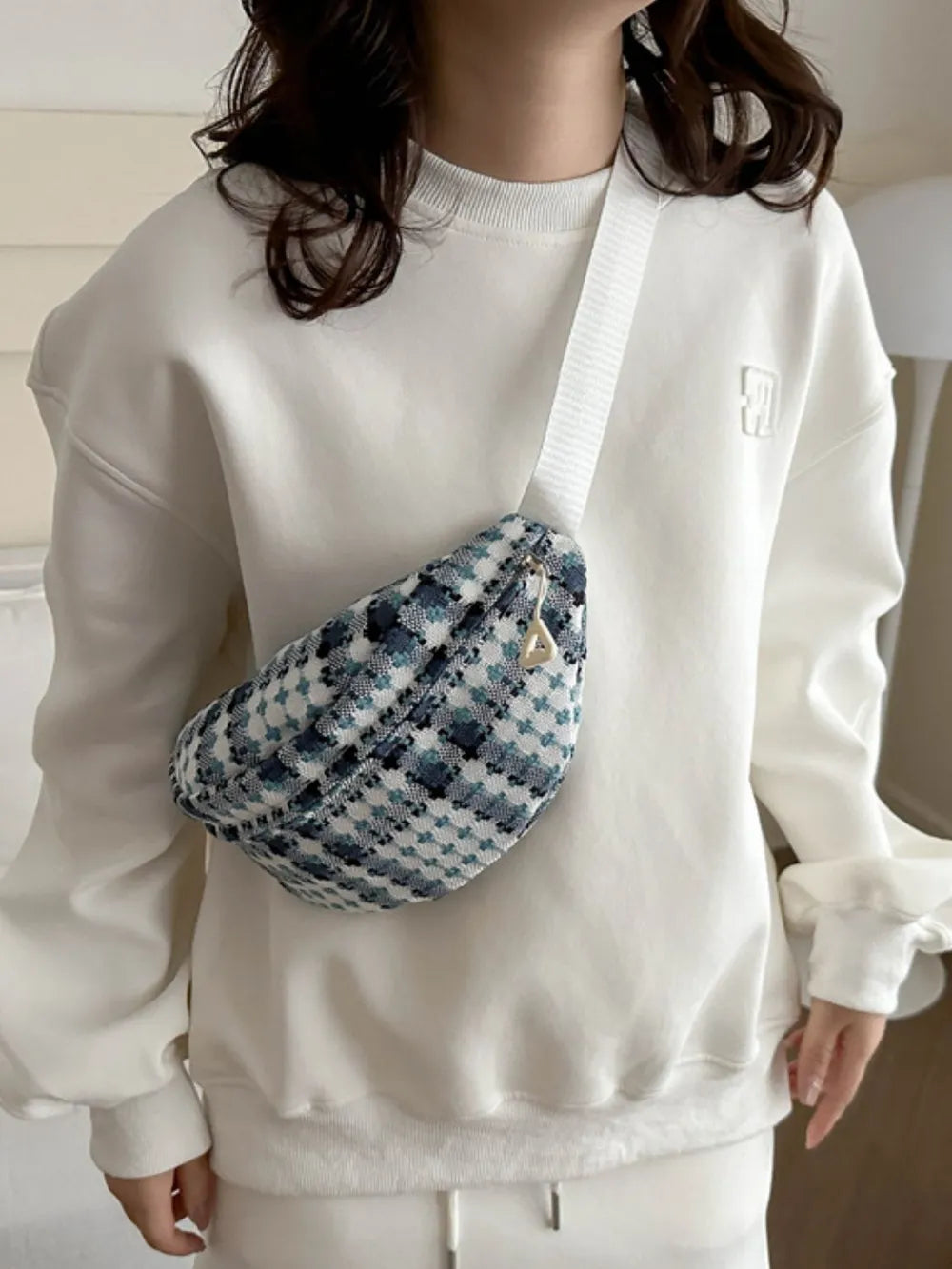 Strap Crossbody Bag Plaid Wide - LaTezza Online Shop