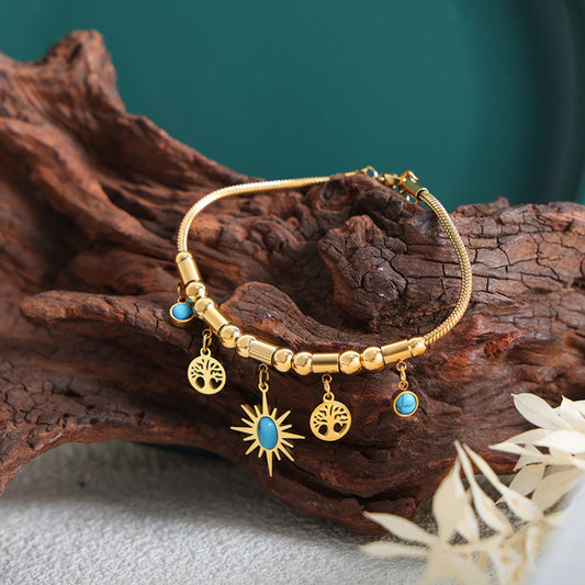 Gold-Plated Titanium Steel Charm Bracelet - LaTezza Online Shop