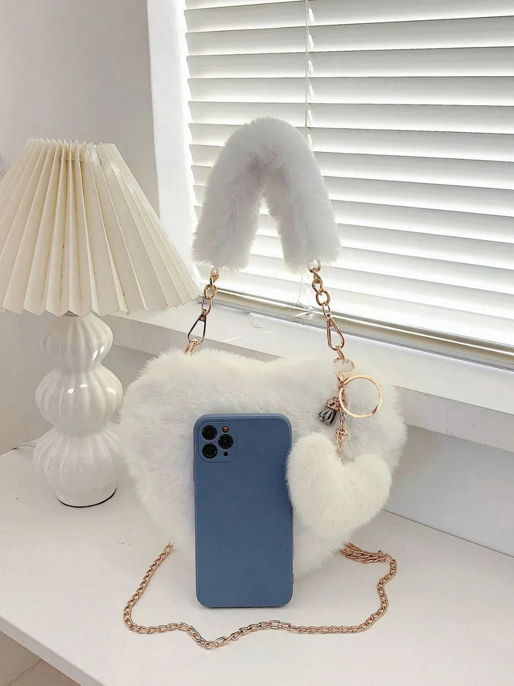 Heart Shape Faux Fur Handbag - LaTezza Online Shop