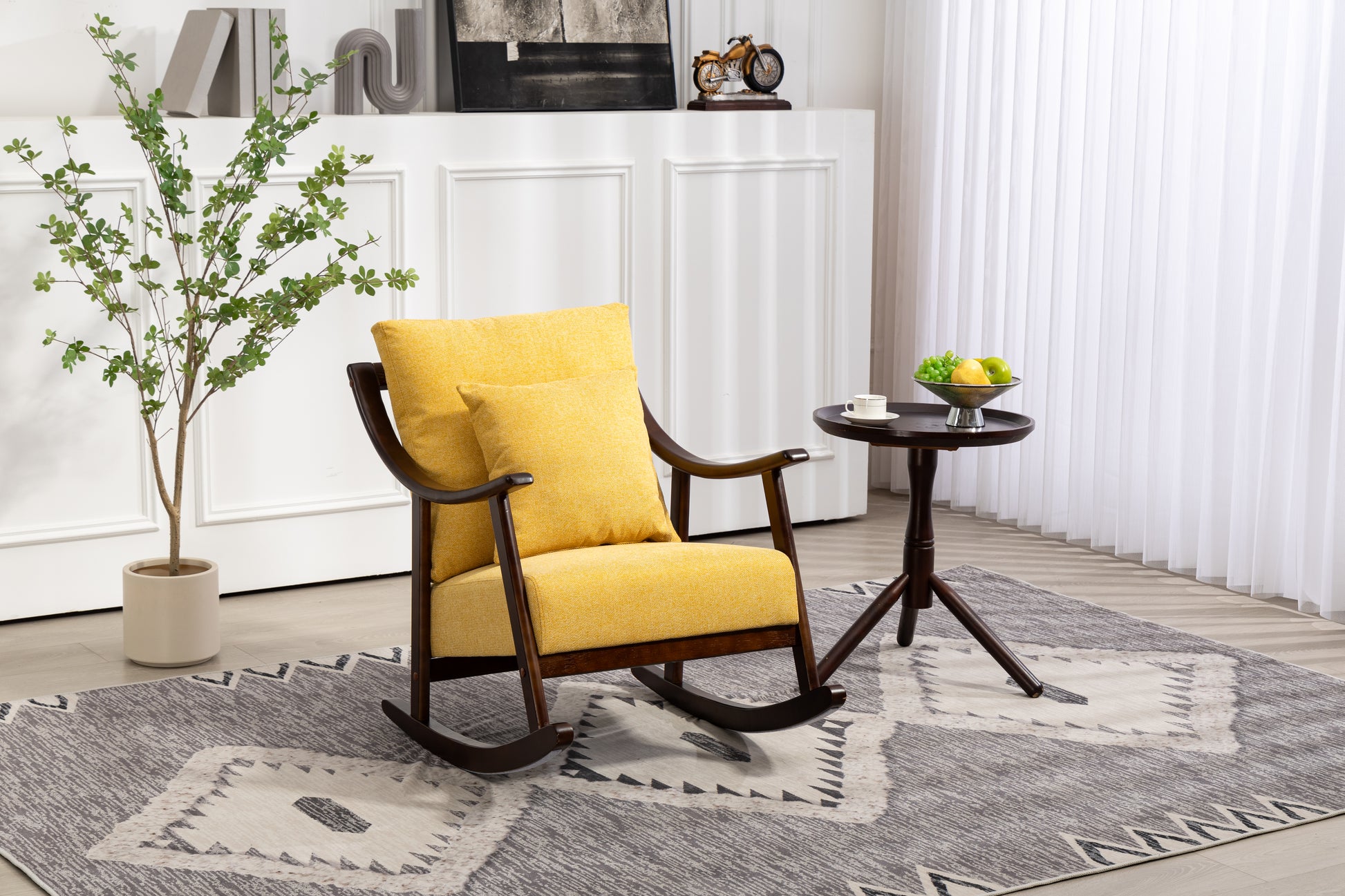 Mid Century Modern Accent Chairs Comfy Upholstered Glider Arm Chair with Solid Wood for Living Room Bedroom Balcony - LaTezza Online Shop