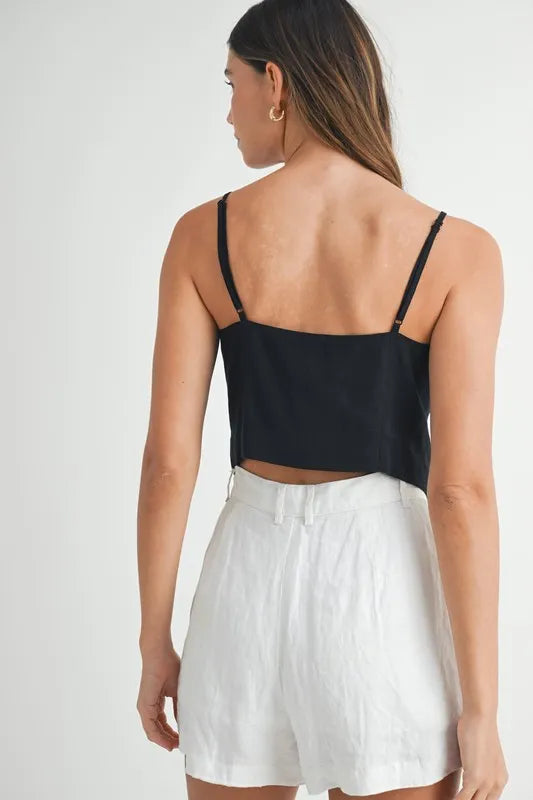 MABLE Linen Mix Button Down Tank Top - LaTezza Online Shop