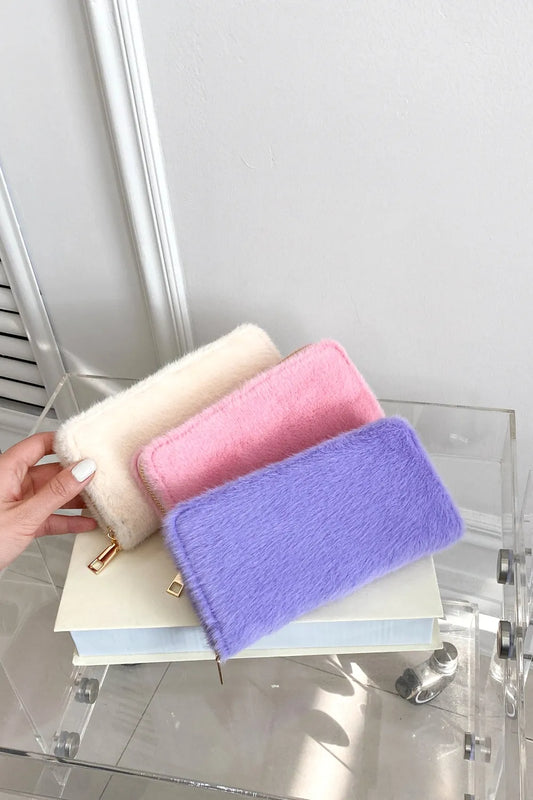 Solid Color Fluff Rectangle Wallet - LaTezza Online Shop
