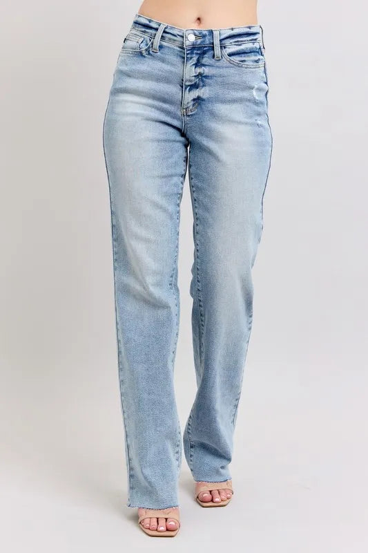 Jeans Judy Blue Full Size Mid Rise Light Wash Dad Jeans Plus Size - LaTezza Online Shop