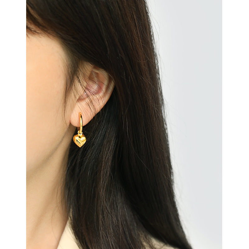 Simple temperament love heart-shaped pendant earrings women's versatile earrings - LaTezza Online Shop