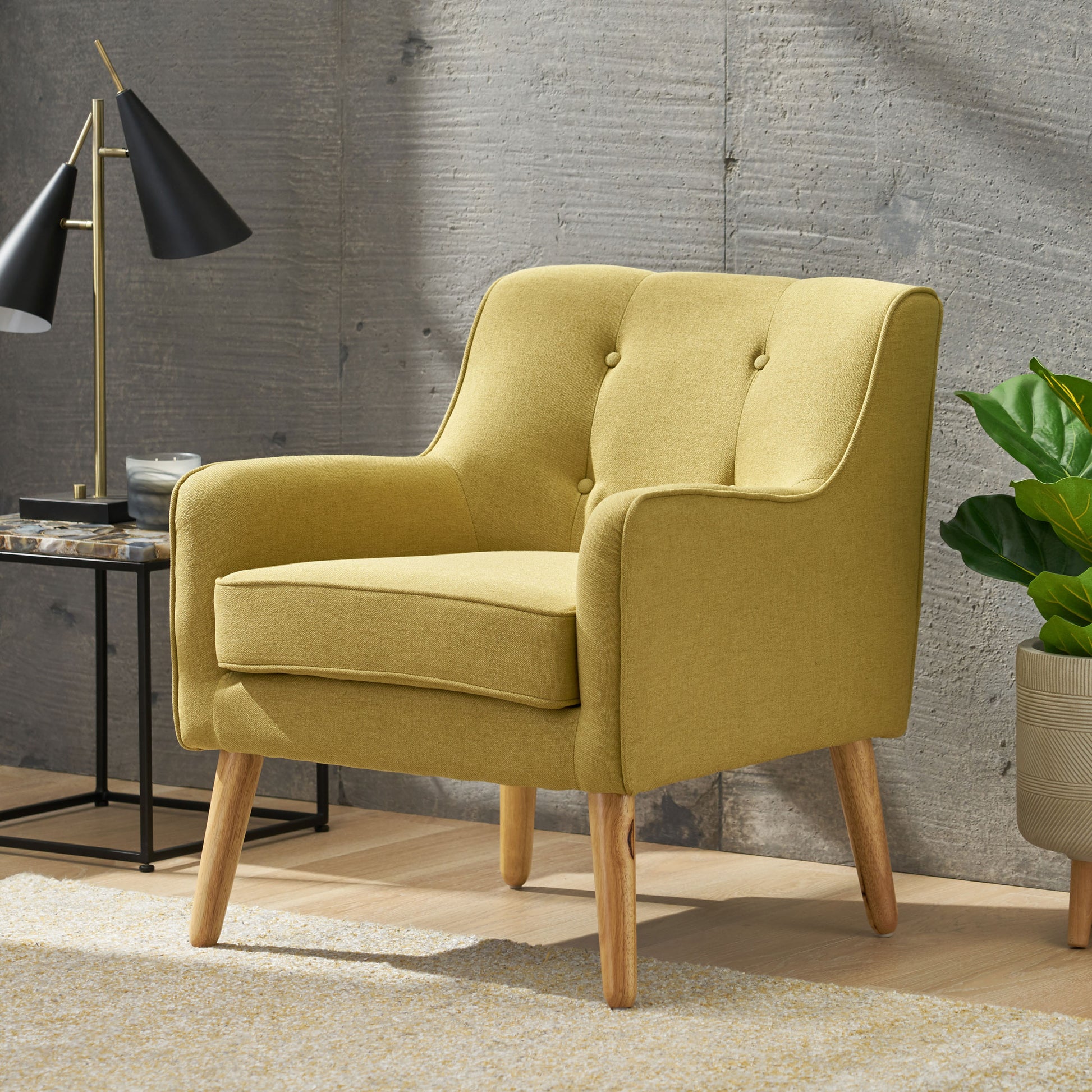 Yellow Midcentury Modern Arm Chair for Living Room - LaTezza Online Shop
