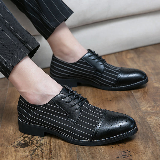 British style men's casual striped breathable business leather shoes - LaTezza Online Shop
