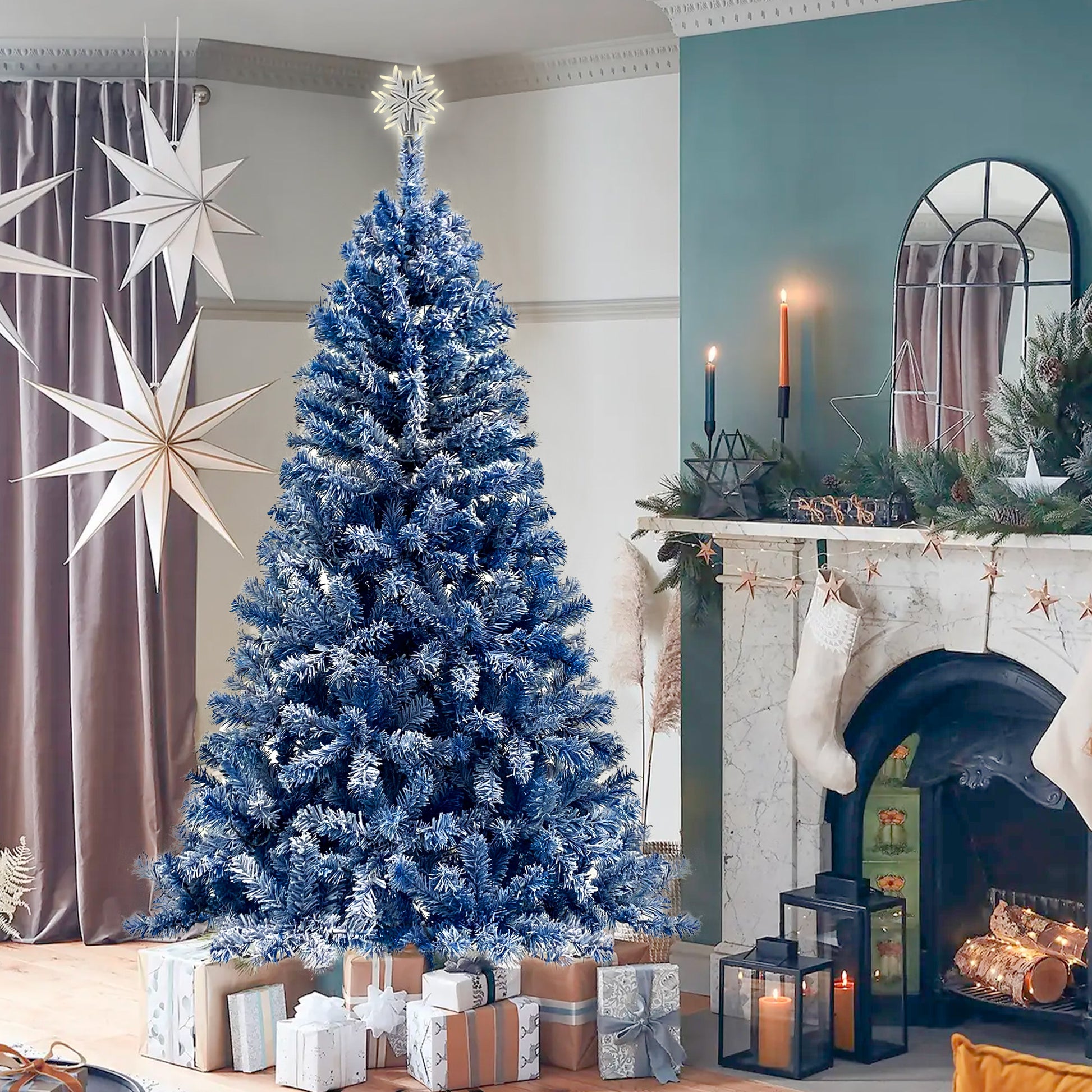 6FT pre ignited hinge chain artificial fir Christmas tree with snowflake - LaTezza Online Shop