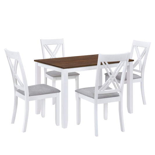 TOPMAX Rustic Minimalist Wood 5-Piece Dining Table Set with 4 X-Back Chairs for Small Places  White - LaTezza Online Shop