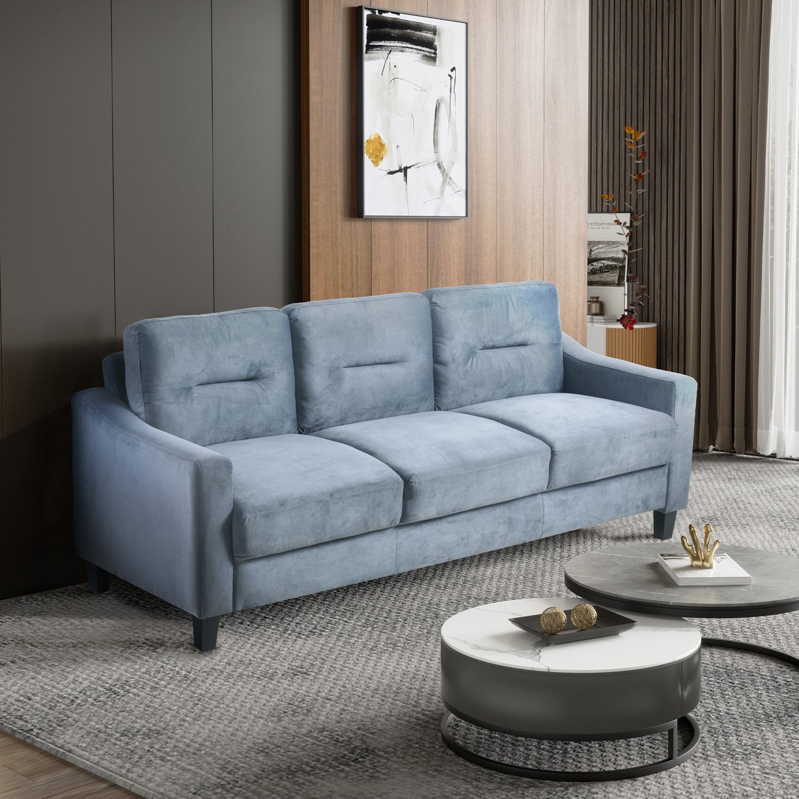 Gray Couch Comfortable Sectional Couches and Sofas for Living Room Office Small Space Chenille - LaTezza Online Shop