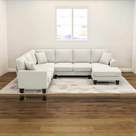 Modern U Shape Sectional Sofa Set 7 Seat Fabric - LaTezza Online Shop