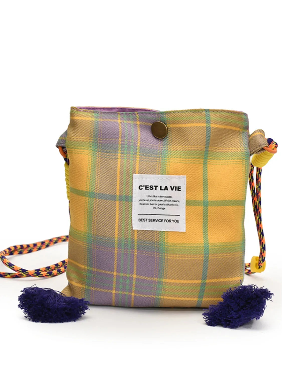 C'EST LA VIE Plaid Crossbody Bag with Tassel Detail - LaTezza Online Shop