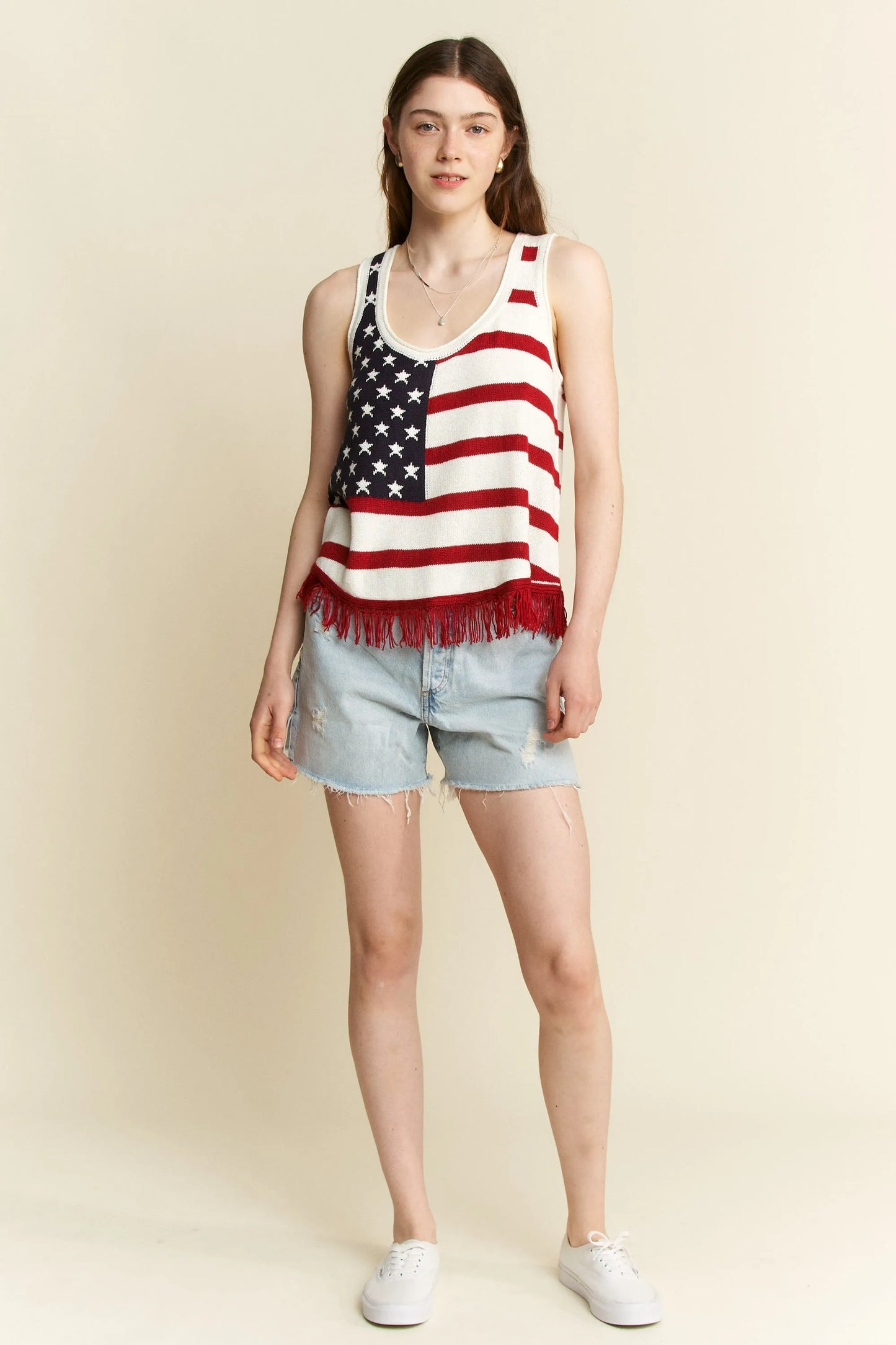 Jade By Jane American Flag Fringe Tank Top - LaTezza Online Shop