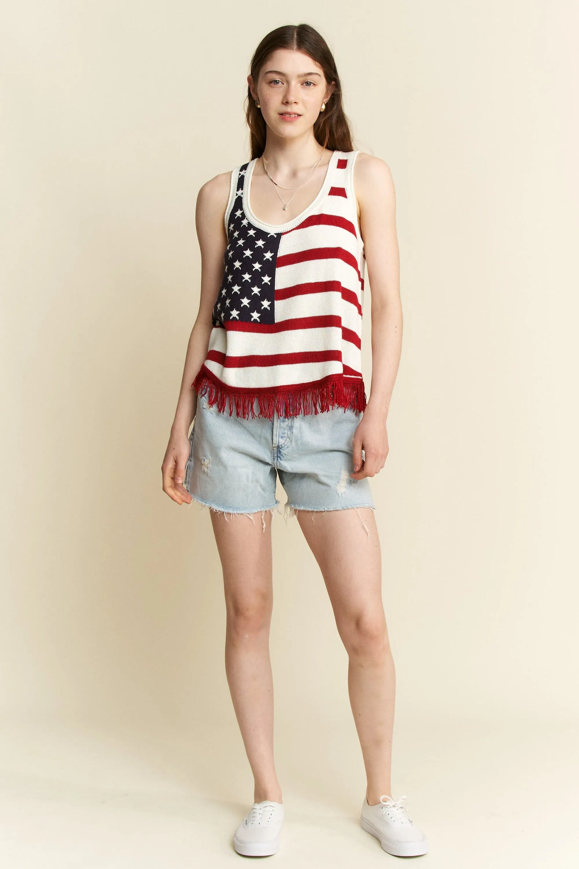 Jade By Jane American Flag Fringe Tank Top - LaTezza Online Shop