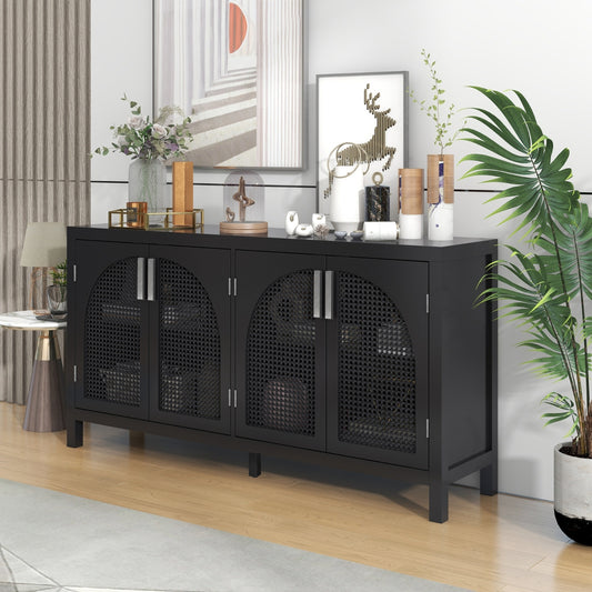 TREXM Sideboard With Rattan Door & Metal Handles For Living Room - LaTezza Online Shop