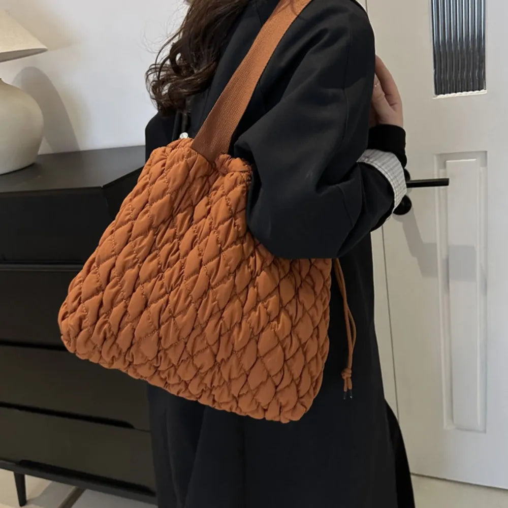 Drawstring Bubble Texture Tote Bag - LaTezza Online Shop