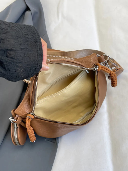 PU Leather Adjustable Strap Crossbody Bag with Coin Purse - LaTezza Online Shop