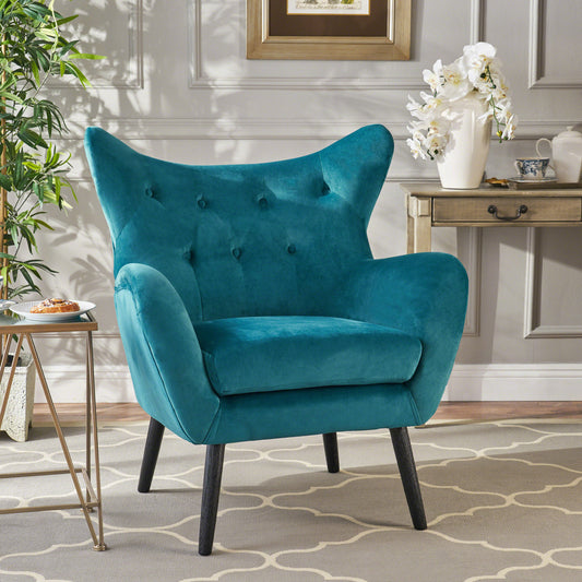 ARM CHAIR Accent Chair Teal Tufted Velvet Wing Back Chair - LaTezza Online Shop