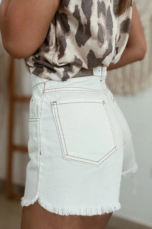 Raw Hem High Waist Denim Shorts - LaTezza Online Shop