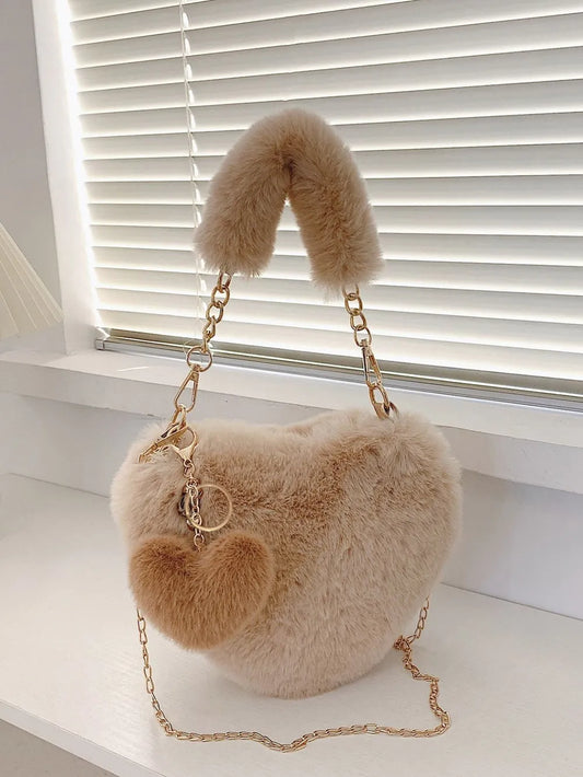 Heart Shape Faux Fur Handbag - LaTezza Online Shop