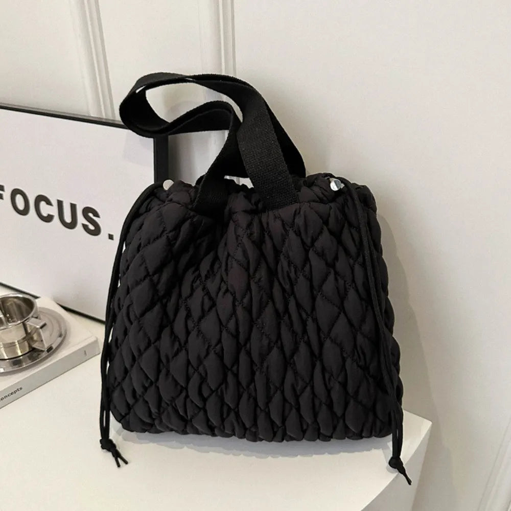 Drawstring Bubble Texture Tote Bag - LaTezza Online Shop