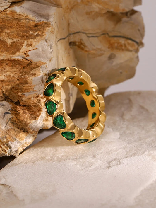 18K Gold-Plated Inlaid Zircon Ring - LaTezza Online Shop