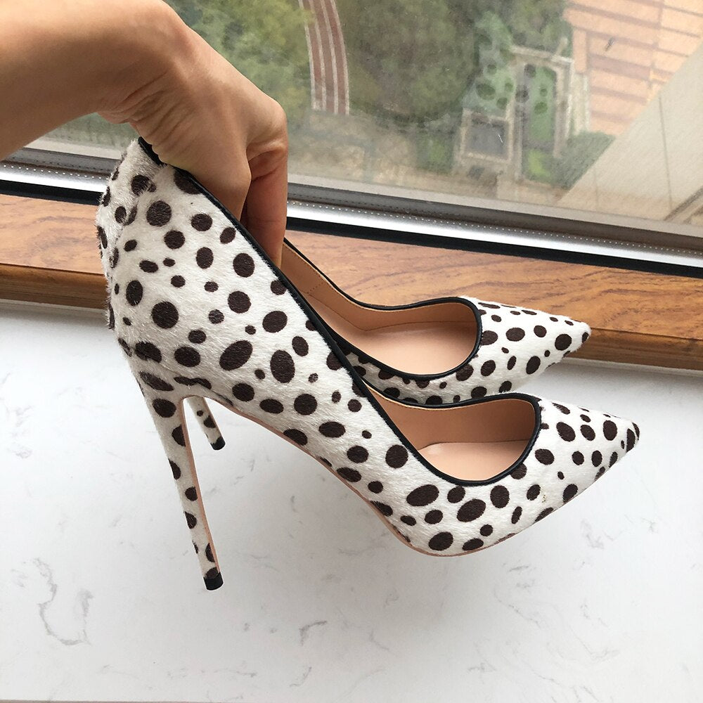 Pumps Polka Dot Print Women Flock Pointy Toe High Heel Shoes Sexy Spotted Pattern Stiletto Pumps - LaTezza Online Shop