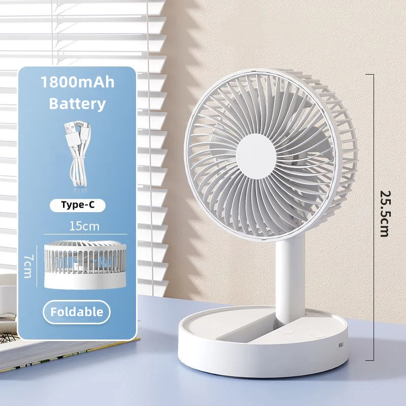 USB Foldable Fan with 4 Speeds ＆ Timing,Battery Operated Mini Fan for Bedroom, Indoor or Outdoor,Table Fan