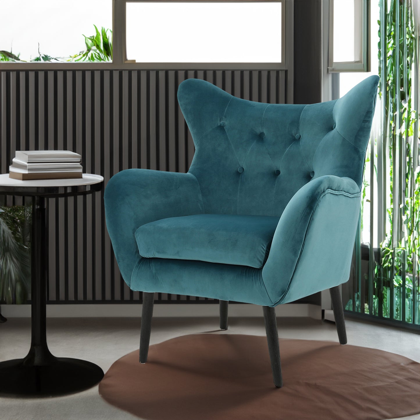 ARM CHAIR Accent Chair Teal Tufted Velvet Wing Back Chair - LaTezza Online Shop