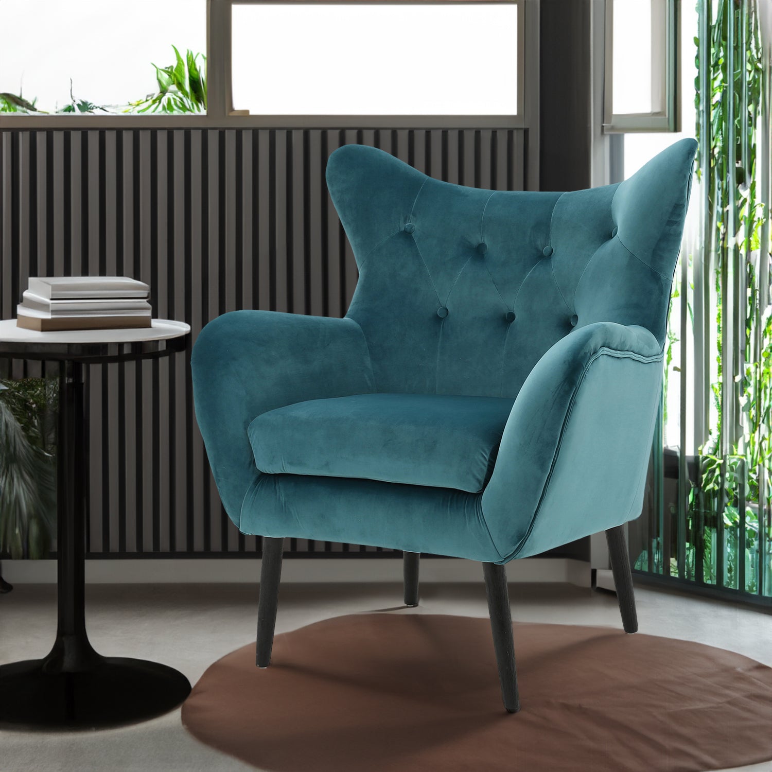 ARM CHAIR Accent Chair Teal Tufted Velvet Wing Back Chair - LaTezza Online Shop