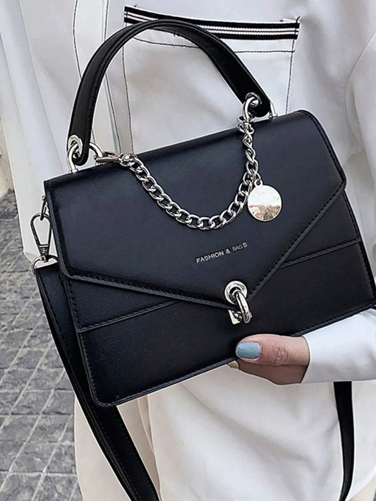 Chain PU Leather Detachable Shoulder Strap Handbag - LaTezza Online Shop