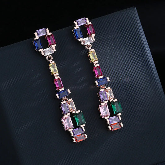 Fashion earrings zircon colorful tourmaline dangle earrings - LaTezza Online Shop