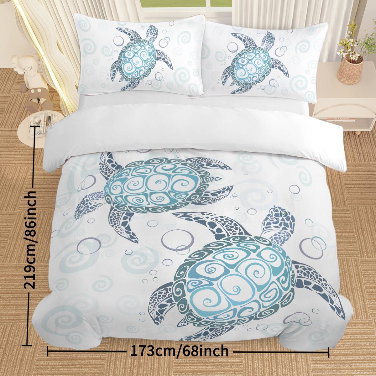 Turtle Bed Sets Ocean 3 Piece Turtle Themed Comforter Cover With 2 Pillowcases - LaTezza Online Shop